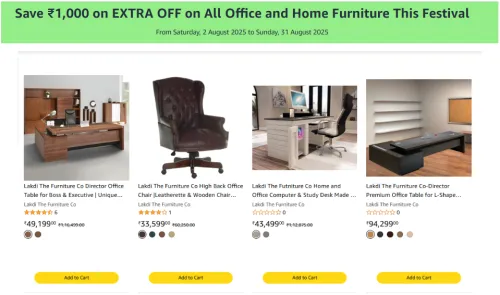 Image of Amazon Offer : Extra Save ₹1000 on Furniture