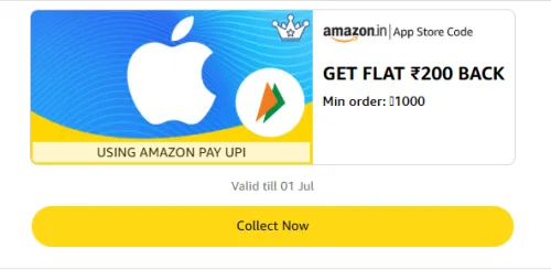 Image of Amazon Offer : Flat ₹200 Cashback on App Store Code Purchase 