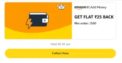 Amazon Offer: Flat ₹25 Cashback on Add Money