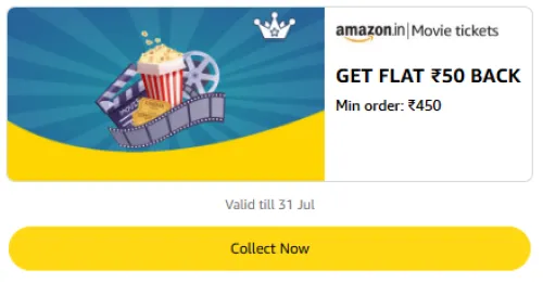 Image of Amazon Offer : Flat ₹50 Cashback on Movie Ticket Booking