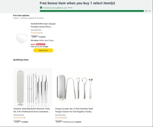 Image of Amazon Offer: Free bonus item when you buy 1 select item(s)