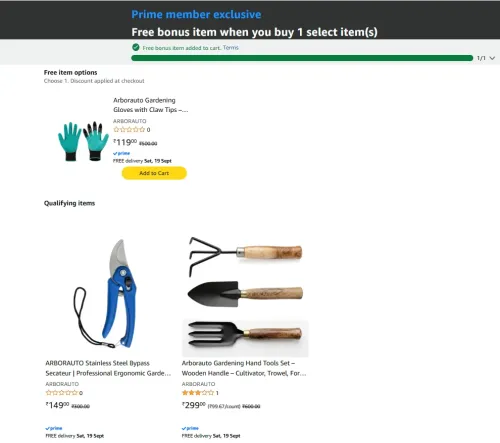 Image of Amazon Offer : Free bonus item when you buy 1 select item Gardening Tool