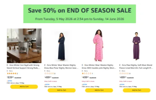 Image of Amazon Offer: Save 50% on END OF SEASON SALE