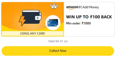 Image of Amazon Offer : Upto ₹100 Cashback on Add Money