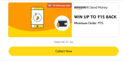 Image of Amazon Offer: Upto ₹15 Cashback on Send Money