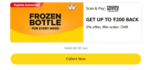 Image of Amazon Offer: Upto ₹200 Cashback on Frozen Bottle