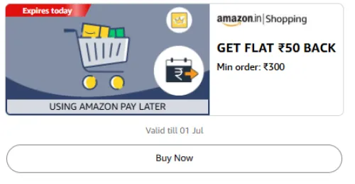 Image of Amazon Offer: Upto ₹50 Cashback on Amazon Shopping