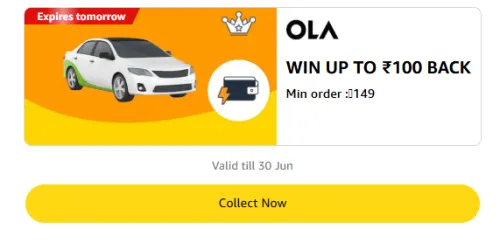 Image of Amazon Offer: ₹20–₹100 Cashback on Ola Rides 