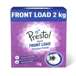 Amazon Brand - Presto! Matic Front Load Detergent Powder | 2 Kg | Tough On Stains | Safe And Gentle On Fabrics | Refreshing Floral Fragrance | Bleach-Free And Phosphate-Free