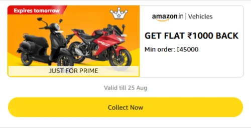 Image of Amazon Rewards : Flat ₹1000 Cashback on Vehicles