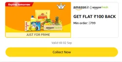 Amazon Rewards : Flat ₹100 Cashback on Amazon Fresh