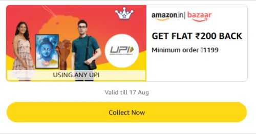 Image of Amazon Rewards : Flat ₹200 Cashback on Amazon Bazaar