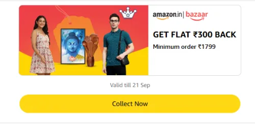 Image of Amazon Rewards : Flat ₹300 Cashback on Amazon Bazzar