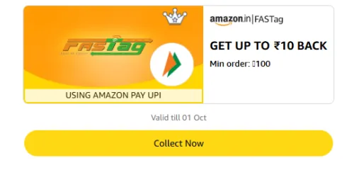 Image of Amazon Rewards : Upto ₹10 Cashback on FASTag