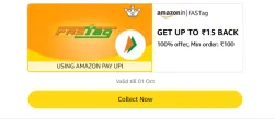 Amazon Rewards : Upto ₹15 Cashback on FASTag