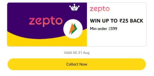 Image of Amazon Rewards : Upto ₹25 Cashback on Zepto