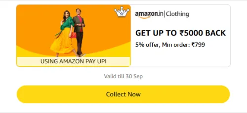 Image of Amazon Rewards : Upto ₹5000 Cashback on Clothing