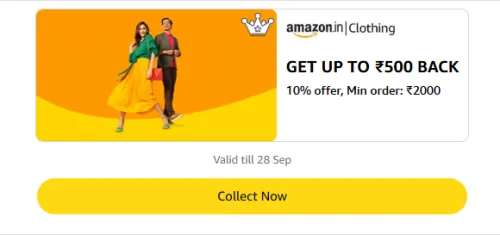 Image of Amazon Rewards : Upto ₹500 Cashback on Clothing