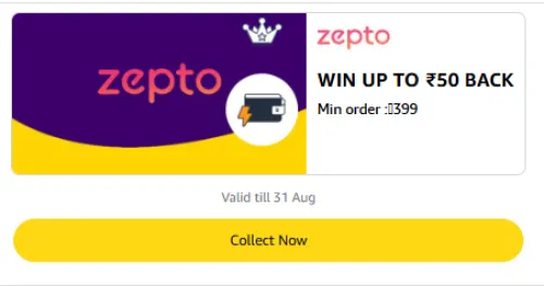 Image of Amazon Rewards : Upto ₹50 Cashback on Zepto