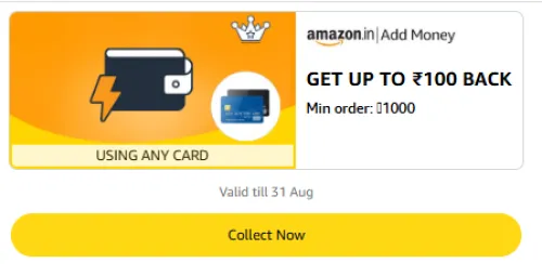 Image of Amazon Rewards : Upto ₹100 Cashback on Add Money