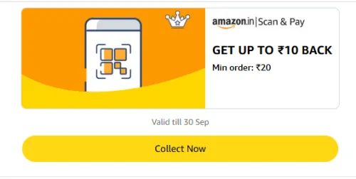 Image of Amazon Rewards : Upto ₹10 Cashback on Scan & Pay
