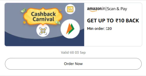 Image of Amazon Rewards : Upto ₹10 Cashback on Scan & Pay