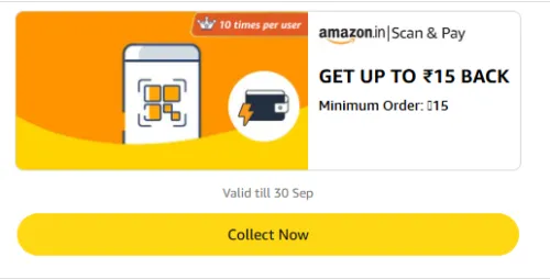 Image of Amazon Rewards : Upto ₹15 Cashback on Scan & Pay