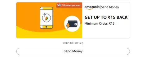 Image of Amazon Rewards : Upto ₹15 Cashback on Send Money