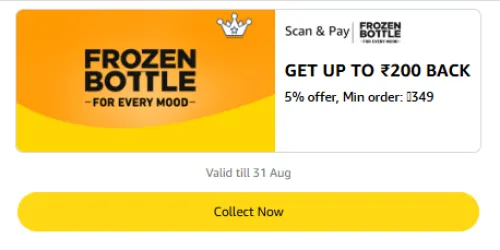 Image of Amazon Rewards : Upto ₹200 Cashback on Frozen Bottle