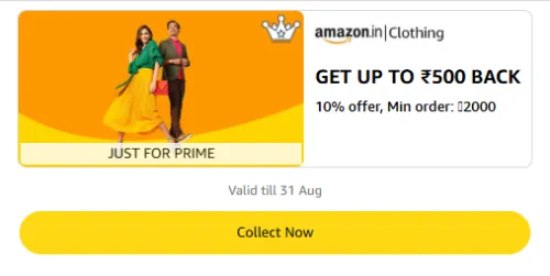 Image of Amazon Rewards : Upto ₹500 Cashback on Clothing