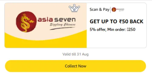 Image of Amazon Rewards : Upto ₹50 Cashback on Asia Seven Store