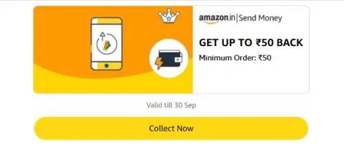 Image of Amazon Rewards : Upto ₹50 Cashback on Send Money