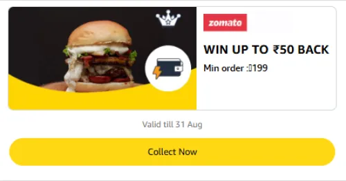 Image of Amazon Rewards : Upto ₹75 Cashback on Zomato