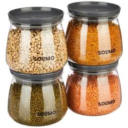 Amazon Solimo Airtight Plastic Kitchen Storage Container Set, 800ml, Set of 4