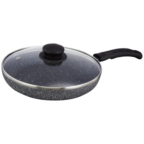 Image of Amazon Solimo Granite Finish Fry Pan with Glass Lid | Induction Base | PFOA Free |