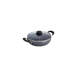 Amazon Solimo Non-Stick Granite Kadai with Glass Lid (22 cm)