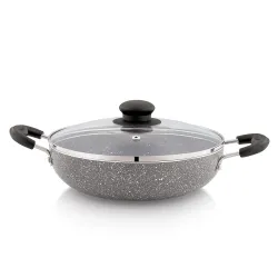 Amazon Solimo Non-Stick Kadai with Glass Lid | Granite Finish | Induction Base