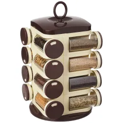 Amazon Solimo Plastic Revolving Spice Rack Set of 16 Pieces | Standard Size