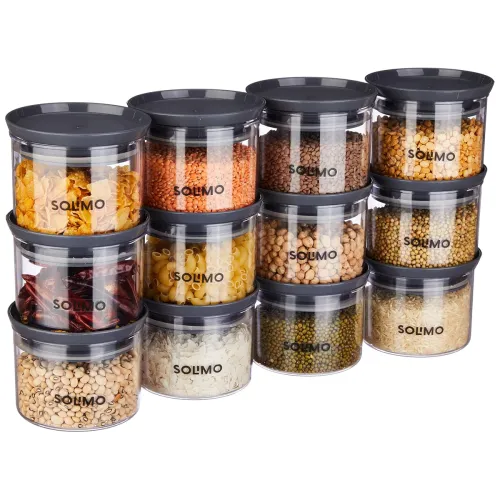 Image of Amazon Solimo Plastic Storage Jar and Container Set, So12