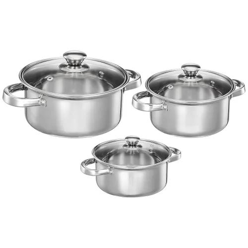 Image of Amazon Solimo Set of 3 Stainless Steel Casseroles