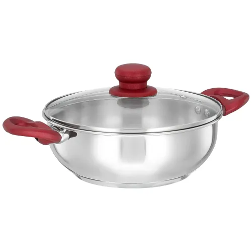 Image of Amazon Solimo Stainless Steel Kadhai with Glass Lid (2L, Silver)