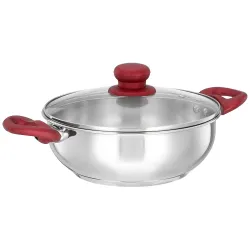 Amazon Solimo Stainless Steel Kadhai with Glass Lid (2L, Silver)