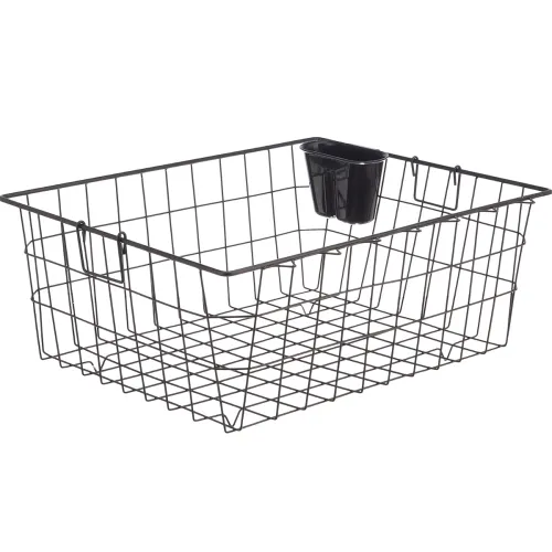 Image of Amazon Solimo Steel Dish Drainer with Cutlery Stand Black
