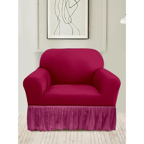 Image of Amazon Solimo Stretchable Single Seater Sofa Cover Wine Color