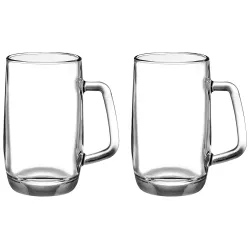 Amazon Solimo Troilus Glass Beer Mug Set, 470ml, Set of 2