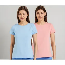 Amazon Brand - Symbol Women Cotton Stretch Regular Fit Round Neck Half Sleeve T-Shirt | Pack of 2 (Available in Plus Siz