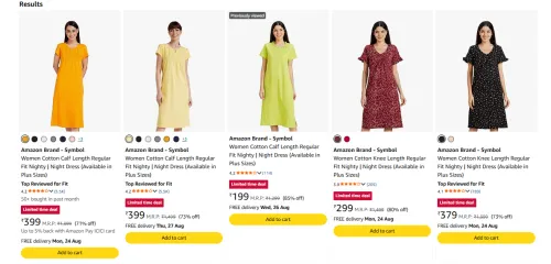 Image of Amazon Symbol Women Night Dress Upto 85% OFF