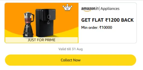 Image of Amazon Appliances Reward : Flat ₹1200 Back on minimum order ₹10000