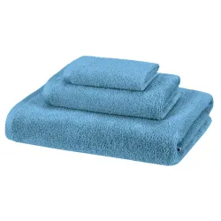 AmazonBasics 100% Cotton Quick-Drying 3-Piece Towel Set - 400 GSM - Lake Blue