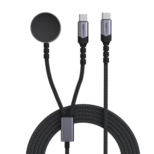 Image of AmazonBasics 2-in-1 USB‑C to Type‑C 27 W Cable with Smartwatch Charger